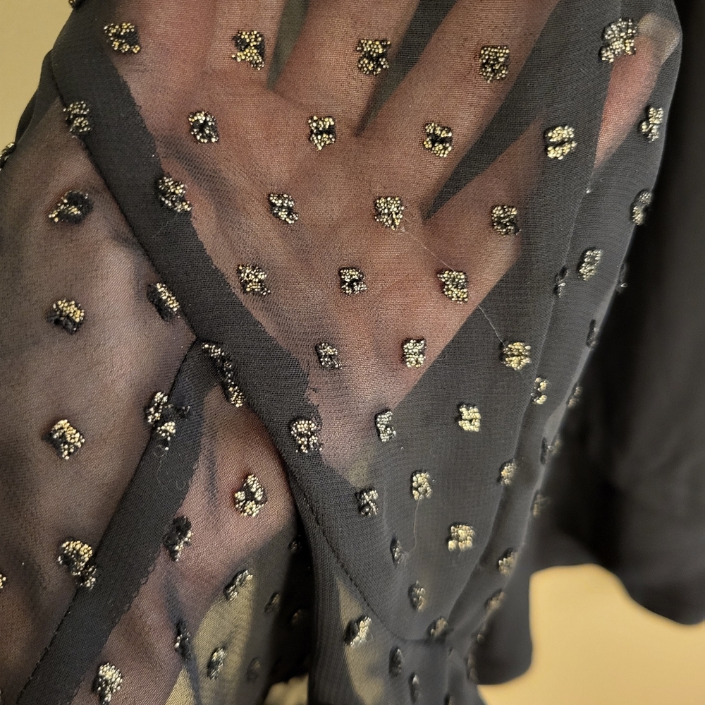 Ladies MSK elegant top, XL black /gold sheer